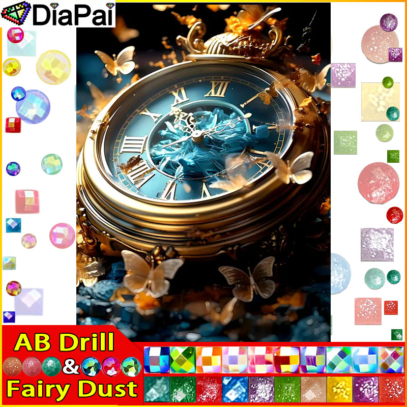 Resin Art Clock - DiaPai Fairy Dust AB Diamond Painting