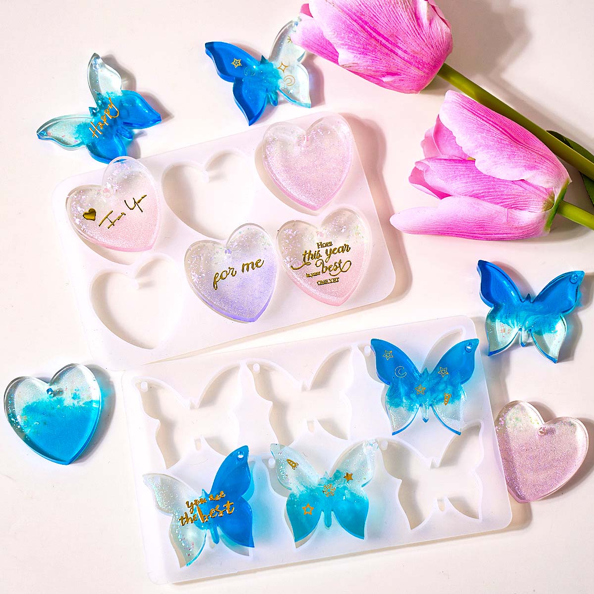 Resin Art Glue - Six-hole with Holes Earring Silicone Mold