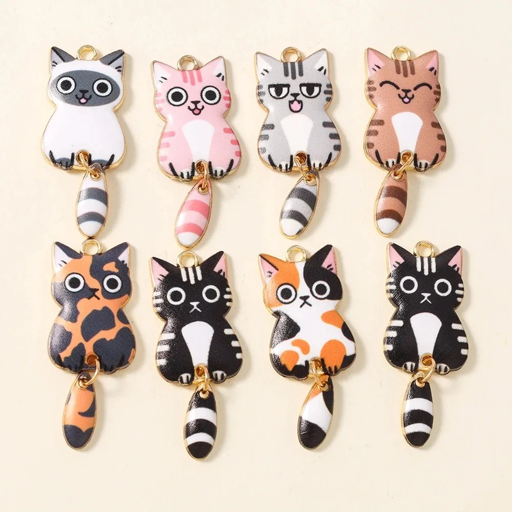 Resin Art Essentials - 10Pcs 16×39mm Cute Cartoon Cat Resin