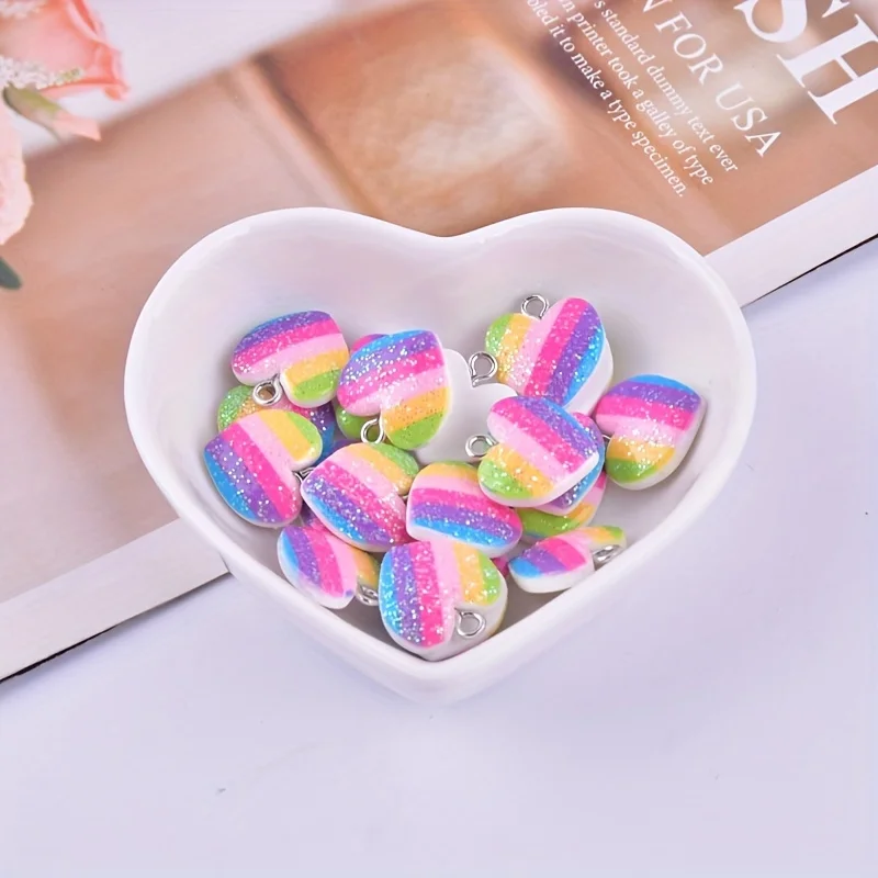 10Pcs Colorful Heart Resin Cha - Resin Art Essentials review and price
