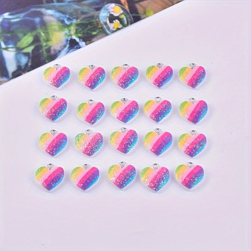 10Pcs Colorful Heart Resin Cha - Resin Art Essentials review and price