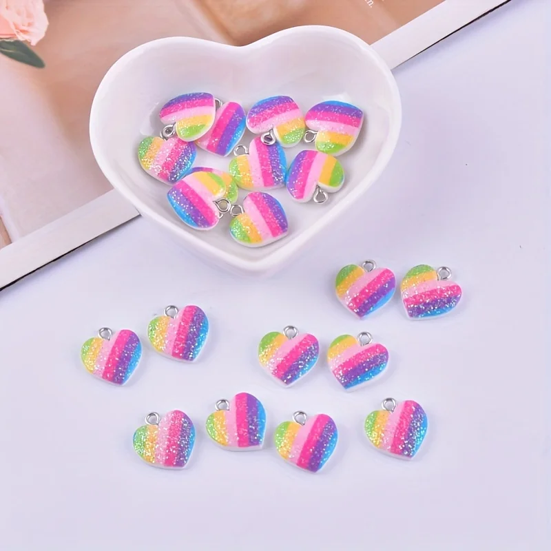 10Pcs Colorful Heart Resin Cha - Resin Art Essentials review and price