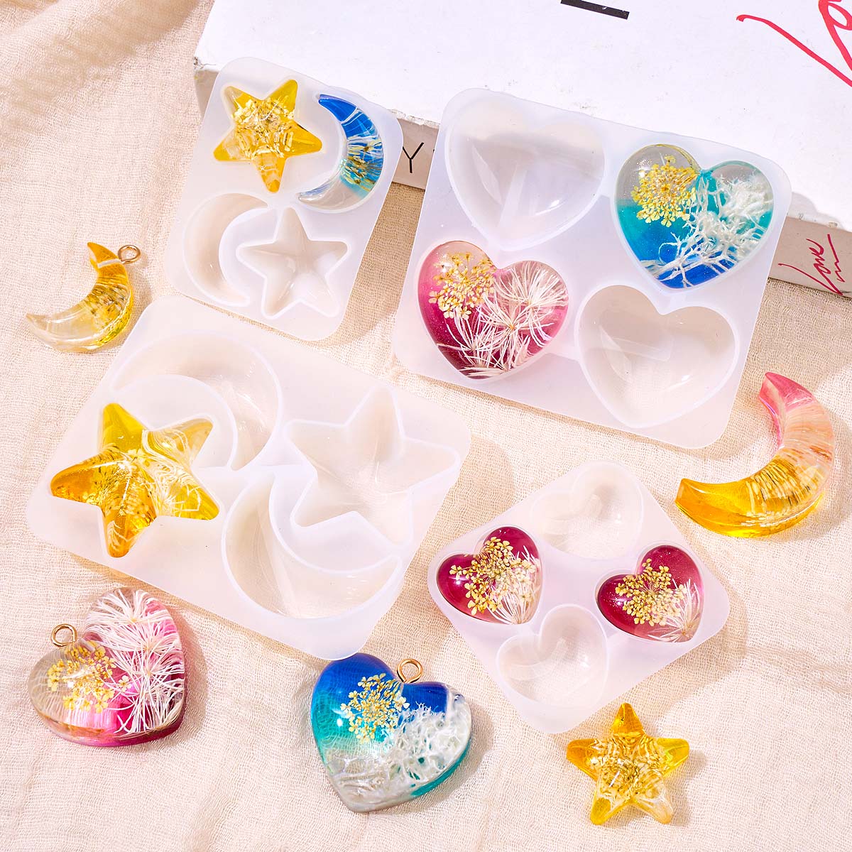 Heart Star Moon Pendant Silico - Resin Art Glue review and price