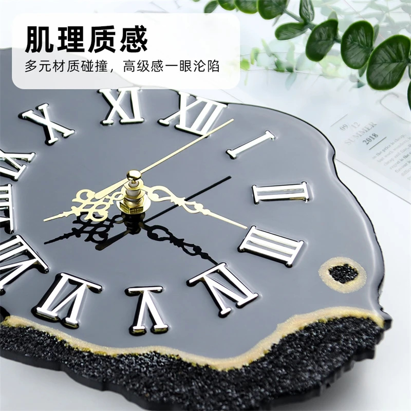 Black Crystal Chip Gold Edged  - Resin Art Clock review and price