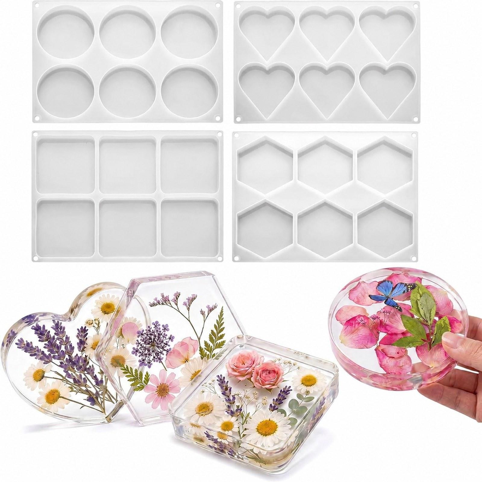 4Pcs Deep Resin Coaster Molds  - Coaster Mold Square review and price
